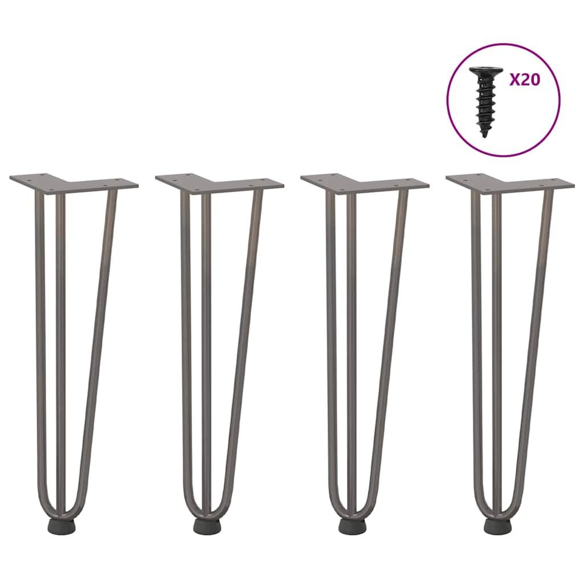 VIDAXL Pieds de table en forme d'epingle a cheveux 42 cm acier massif