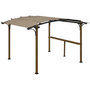 Voir la diapositive 1 : OUTSUNNY Pergola avec comptoir toit arche alu acier aspect bois noir toile grège