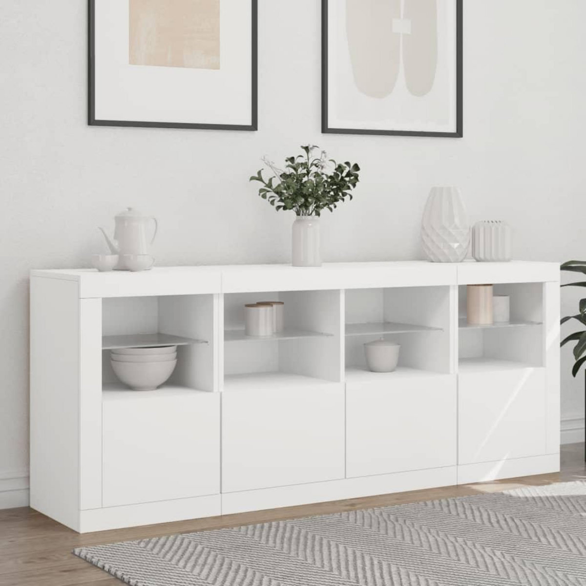 VIDAXL Buffet avec lumieres LED blanc 163x37x67 cm