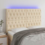 Voir la diapositive 1 : VIDAXL Tete de lit a LED Creme 160x7x118/128 cm Tissu
