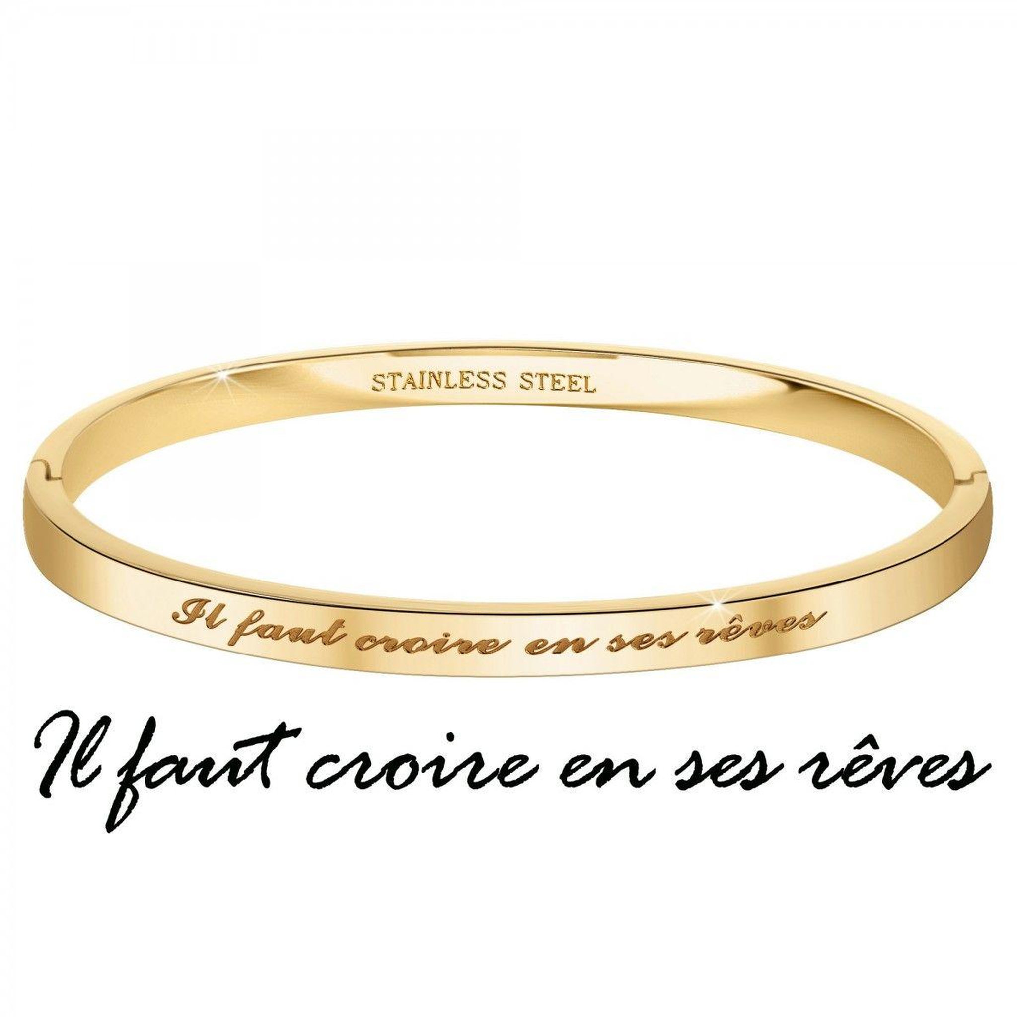 Voir la diapositive 3 : SC CRYSTAL Il faut croire en ses rêves - Bracelet SC Crystal en Acier Finement doré