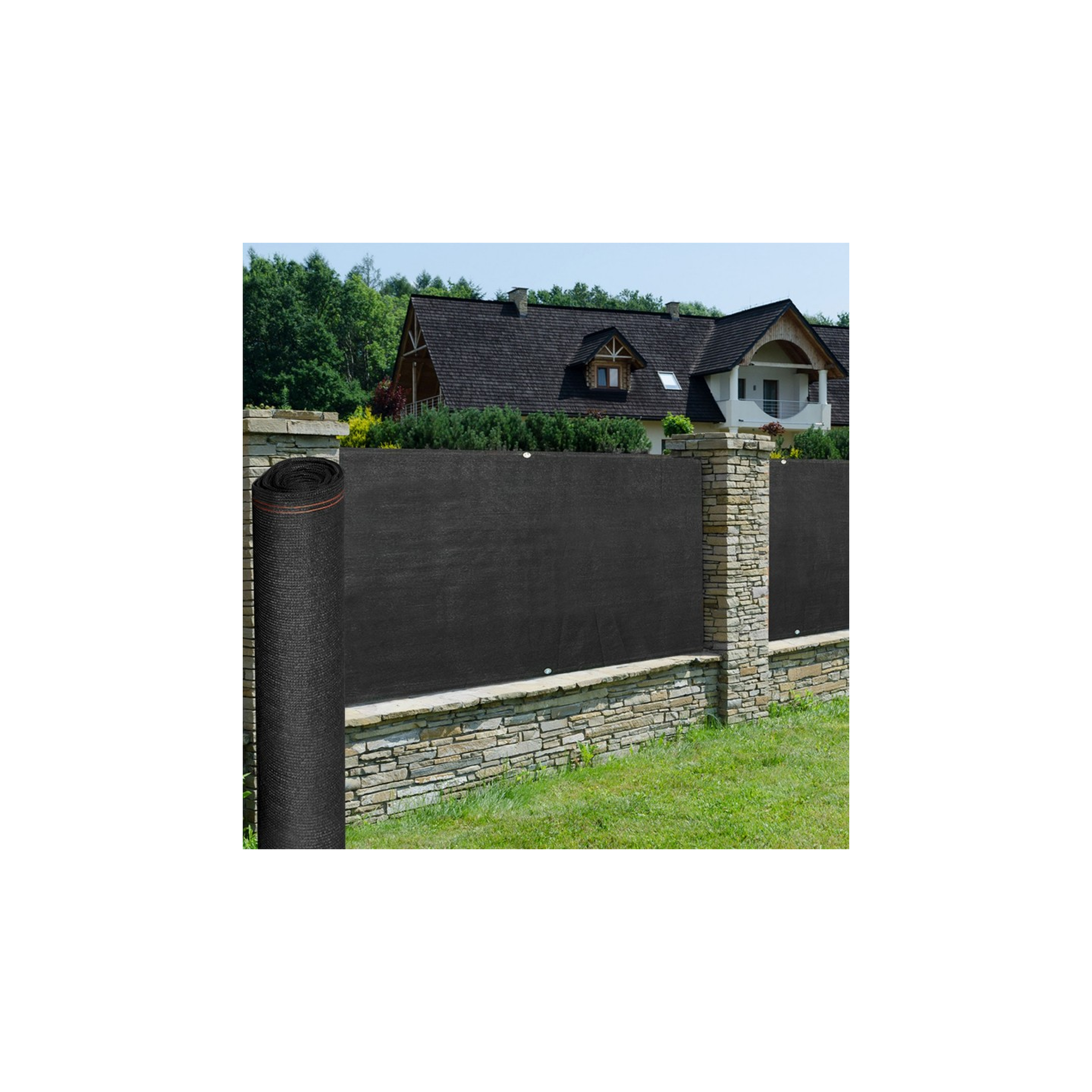 Voir la diapositive 5 : ID MARKET Brise vue haute densité 1,8 x 10 m noir 300 gr/m² qualité pro