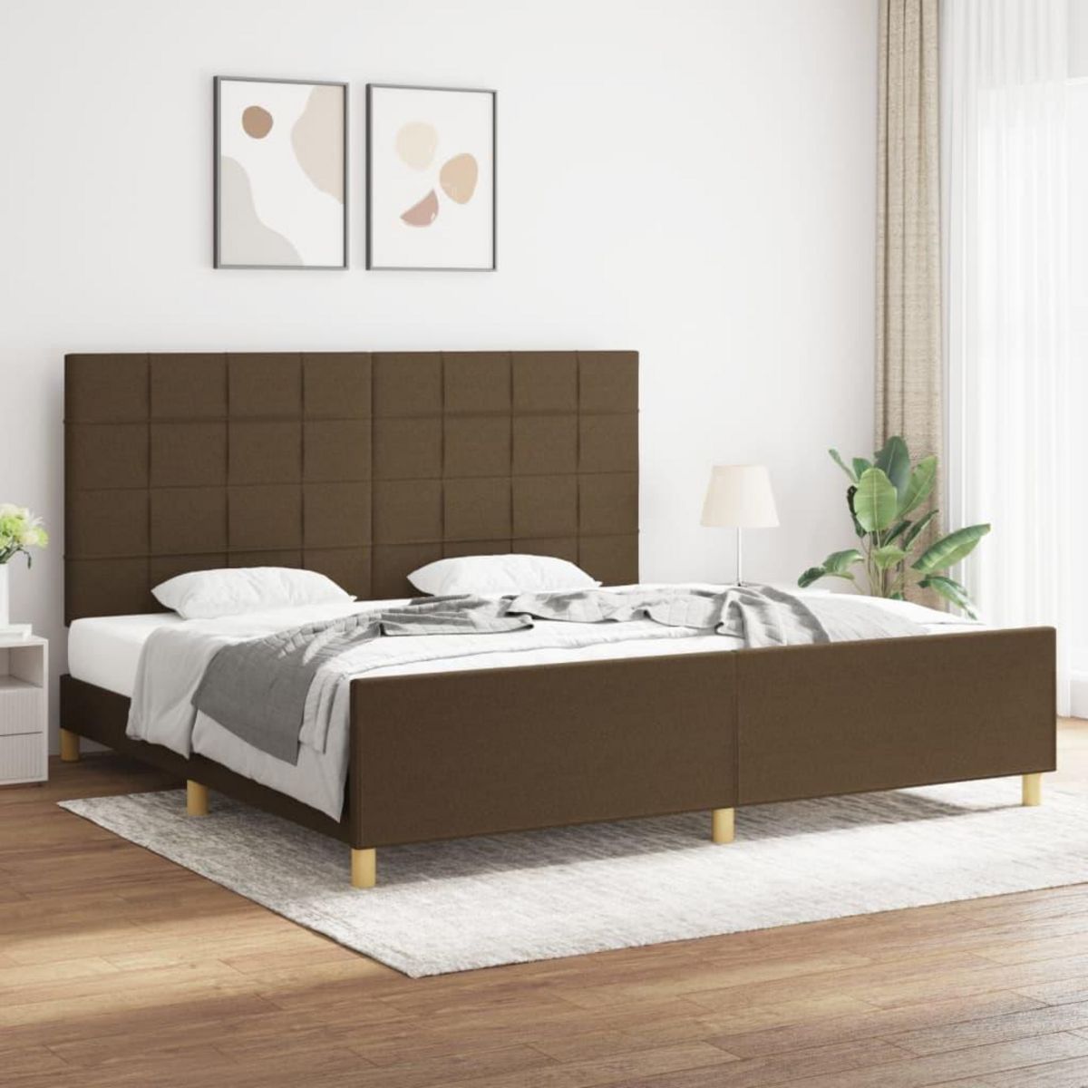 VIDAXL Cadre de lit sans matelas marron fonce 200x200 cm tissu