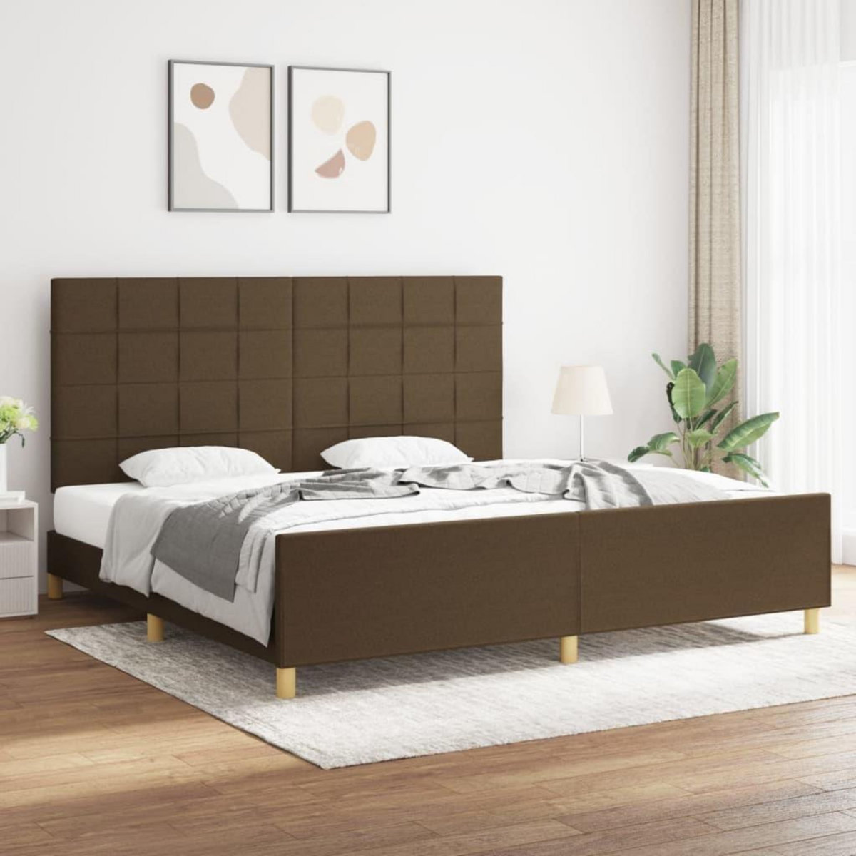 VIDAXL Cadre de lit sans matelas marron fonce 200x200 cm tissu