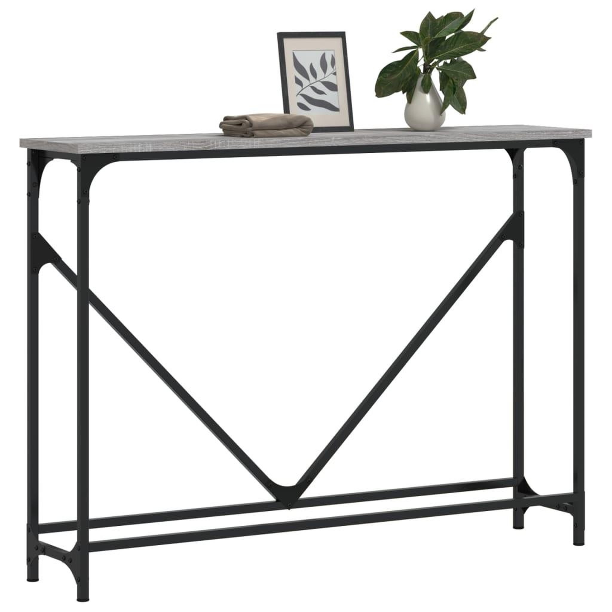 Voir la diapositive 3 : VIDAXL Table console sonoma gris 102x22,5x75 cm bois d'ingenierie