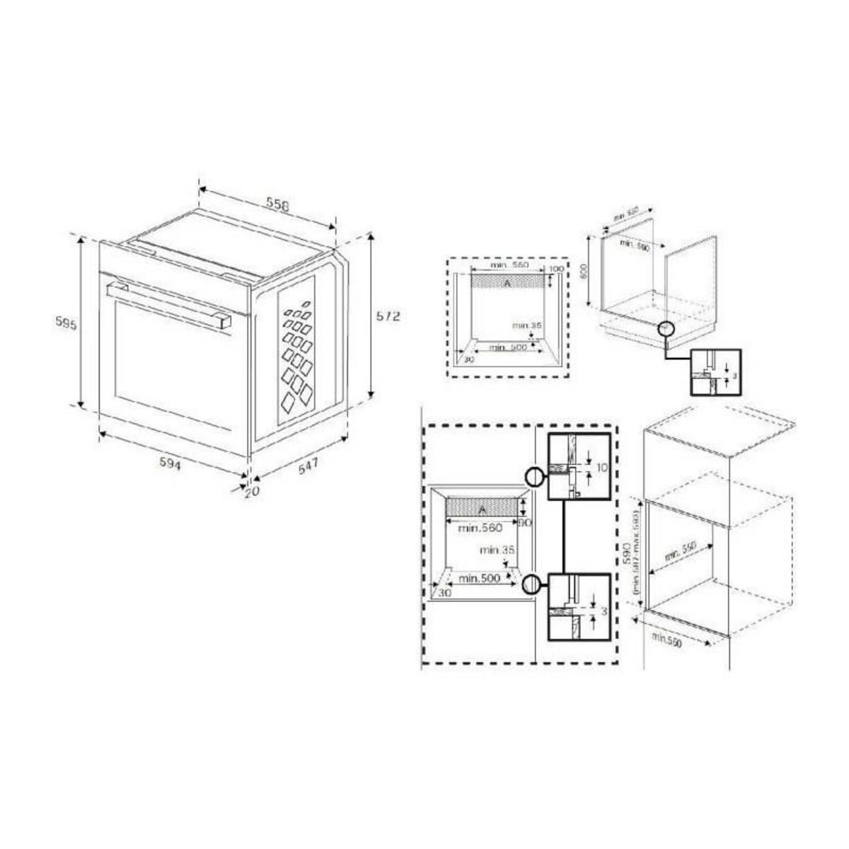 Beko Four encastrable multifonction - Pyrolyse - BEKO - BBIM13500XPSW - Inox / Noir - Porte froide - 59,4 x 56,7 x 59,5 cm