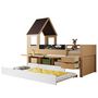 Voir la diapositive 1 : MERAX Lit combiné enfant mi hauteur 90x200(90x190)cm bois et mdf coloris blanc+naturel