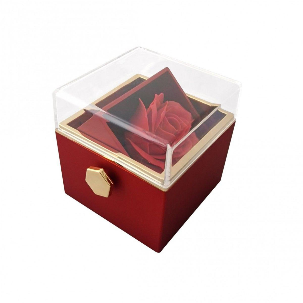 SC CRYSTAL Boite à bijoux surprise décorée d'une rose en tissu