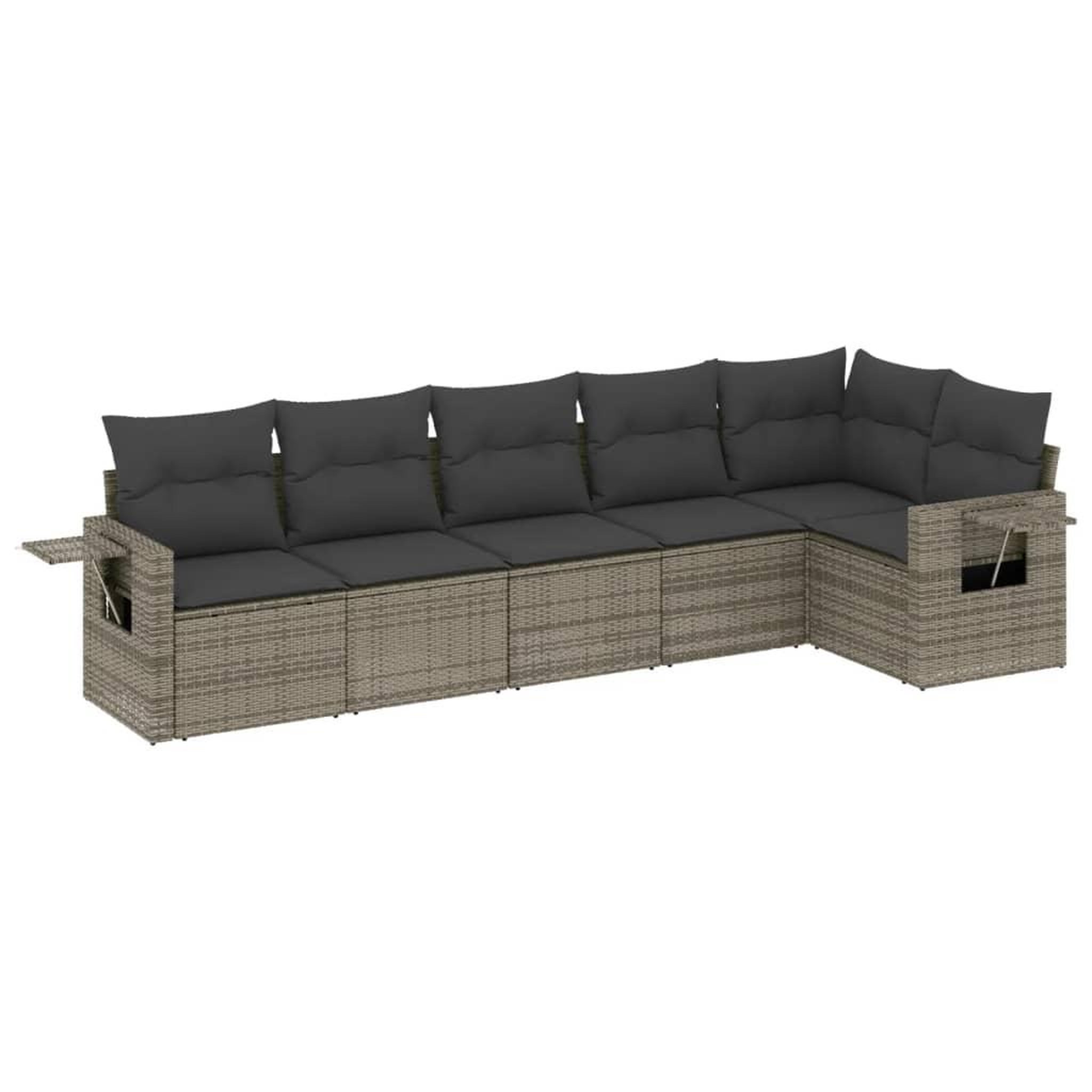 Voir la diapositive 2 : VIDAXL Salon de jardin 6 pcs avec coussins gris resine tressee