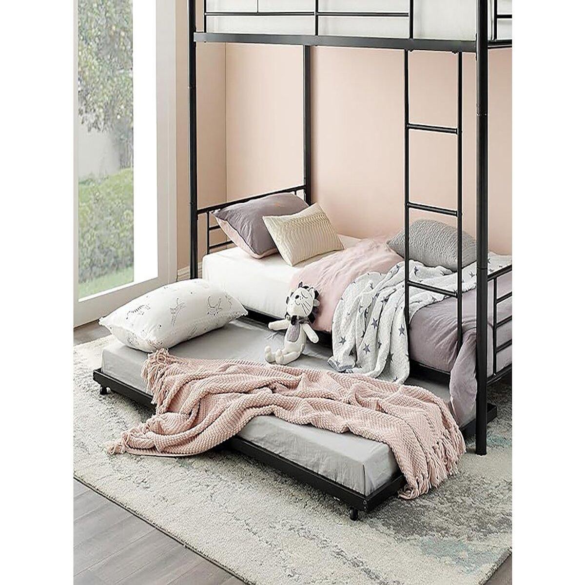 Habitat et Jardin Lit superposé avec tiroir gigogne  ADAM  -  90 x 190 cm - Métal - Noir