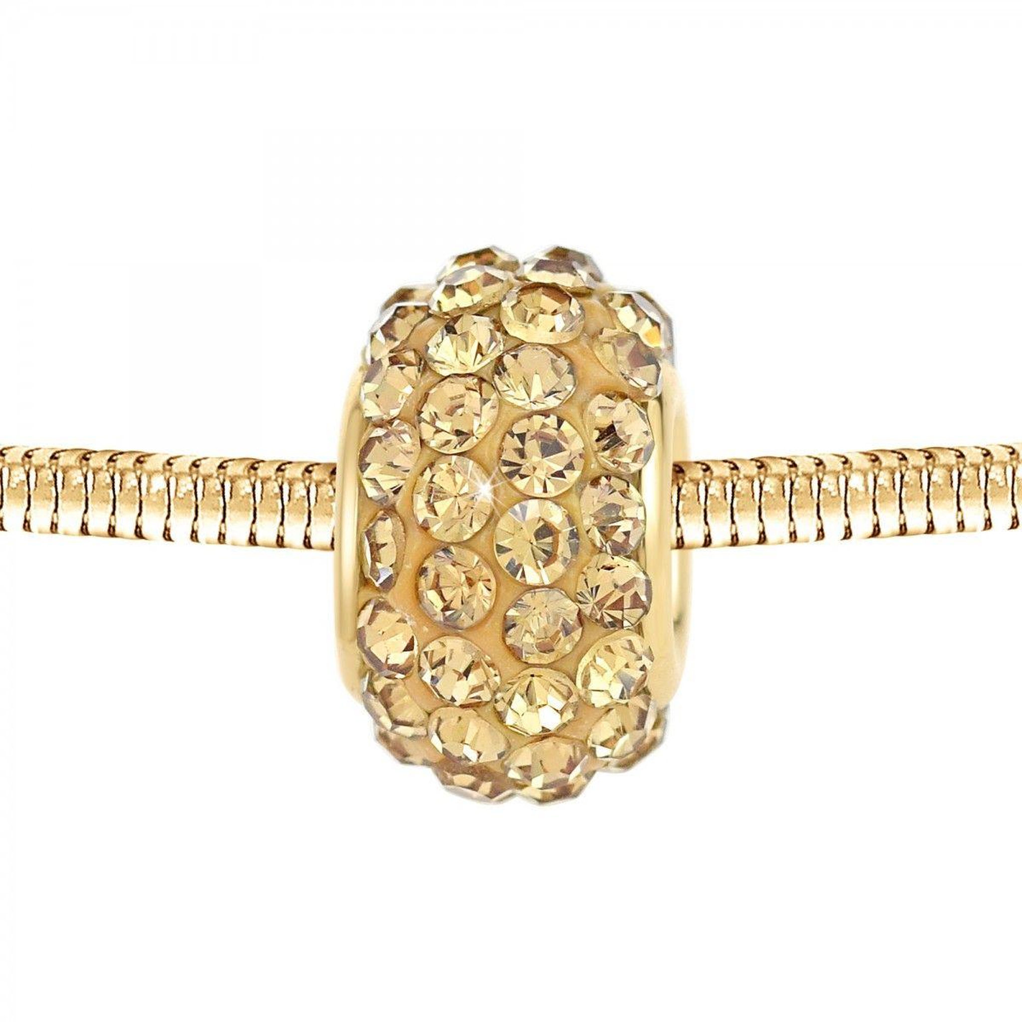 SC CRYSTAL Charm perle pavé de cristaux dorés et acier par SC Crystal