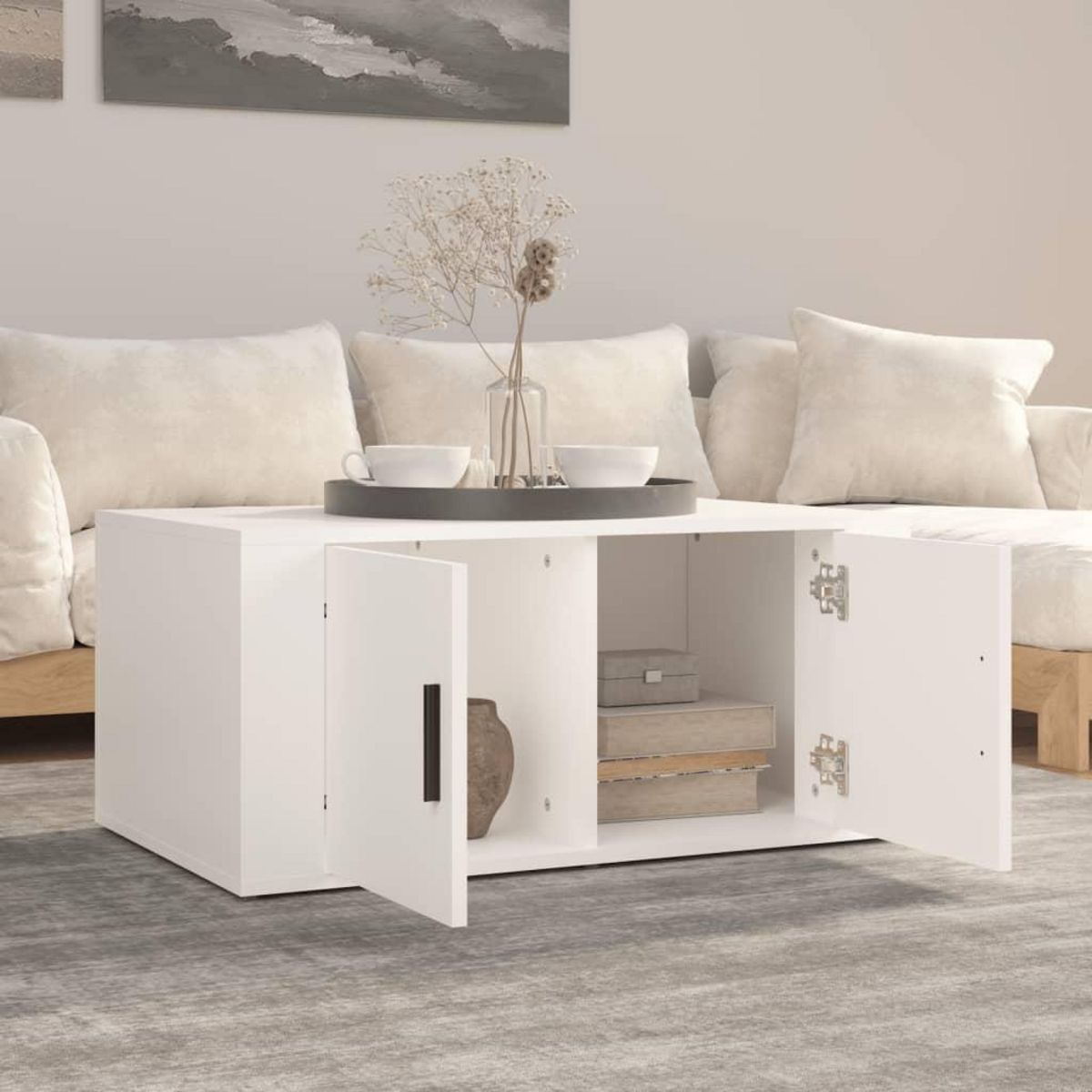 VIDAXL Table basse Blanc 80x50x36 cm Bois d'ingenierie