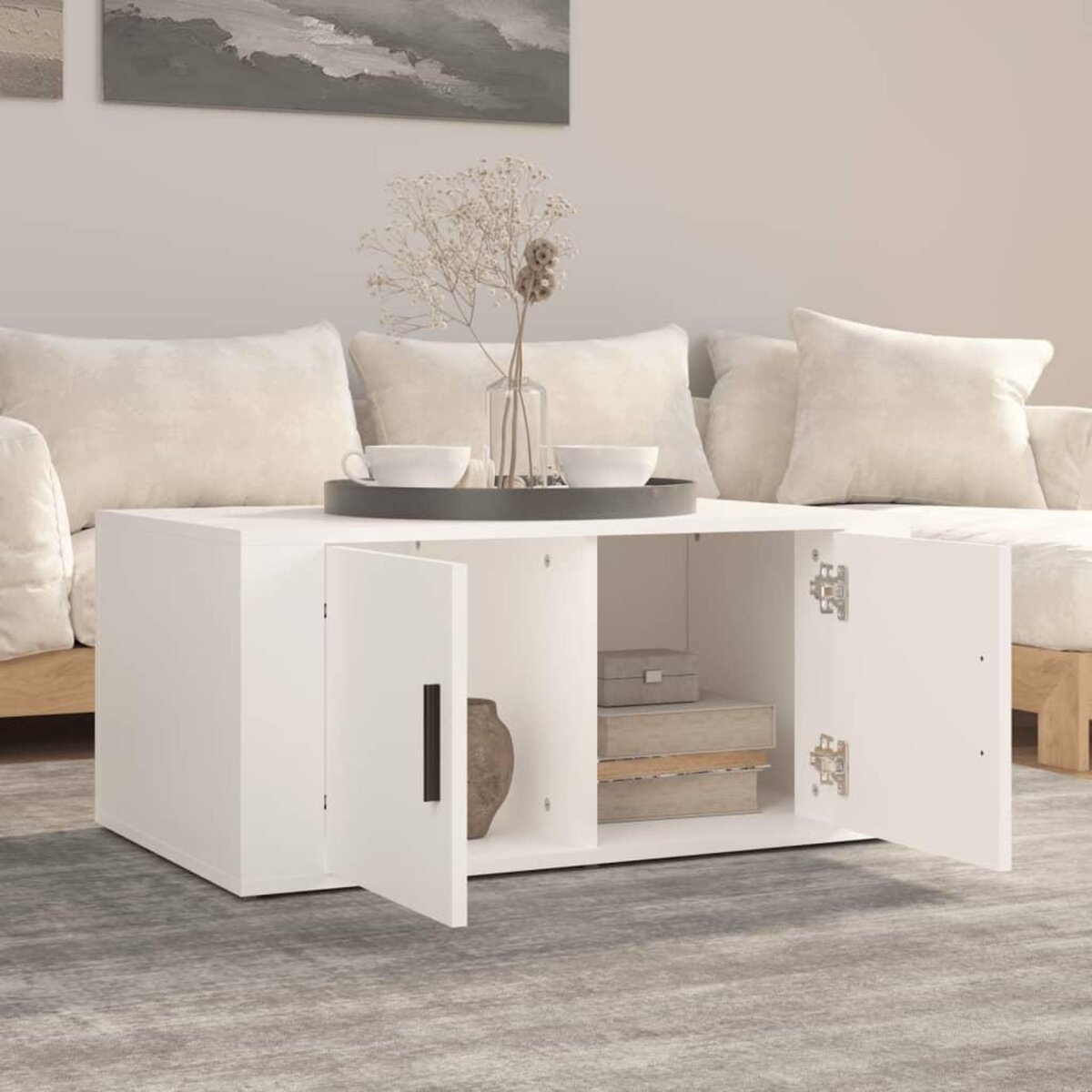 VIDAXL Table basse Blanc 80x50x36 cm Bois d'ingenierie