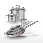 ELO Lot de 3 Poêles 24/28/32cm Elo Relief Solution et 3 Faitouts Elo Citrin