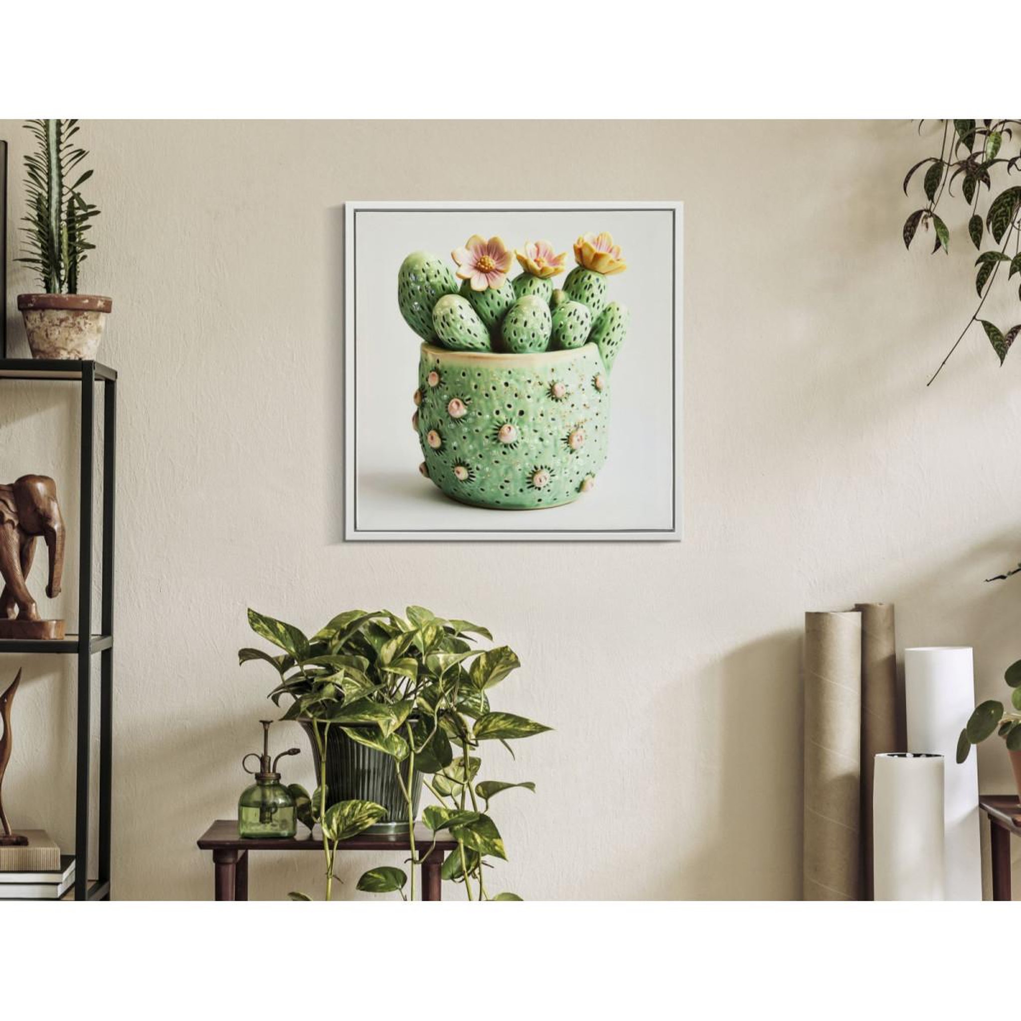 Voir la diapositive 5 : Paris Prix Tableau imprimé  cactus i  40x40cm multicolore