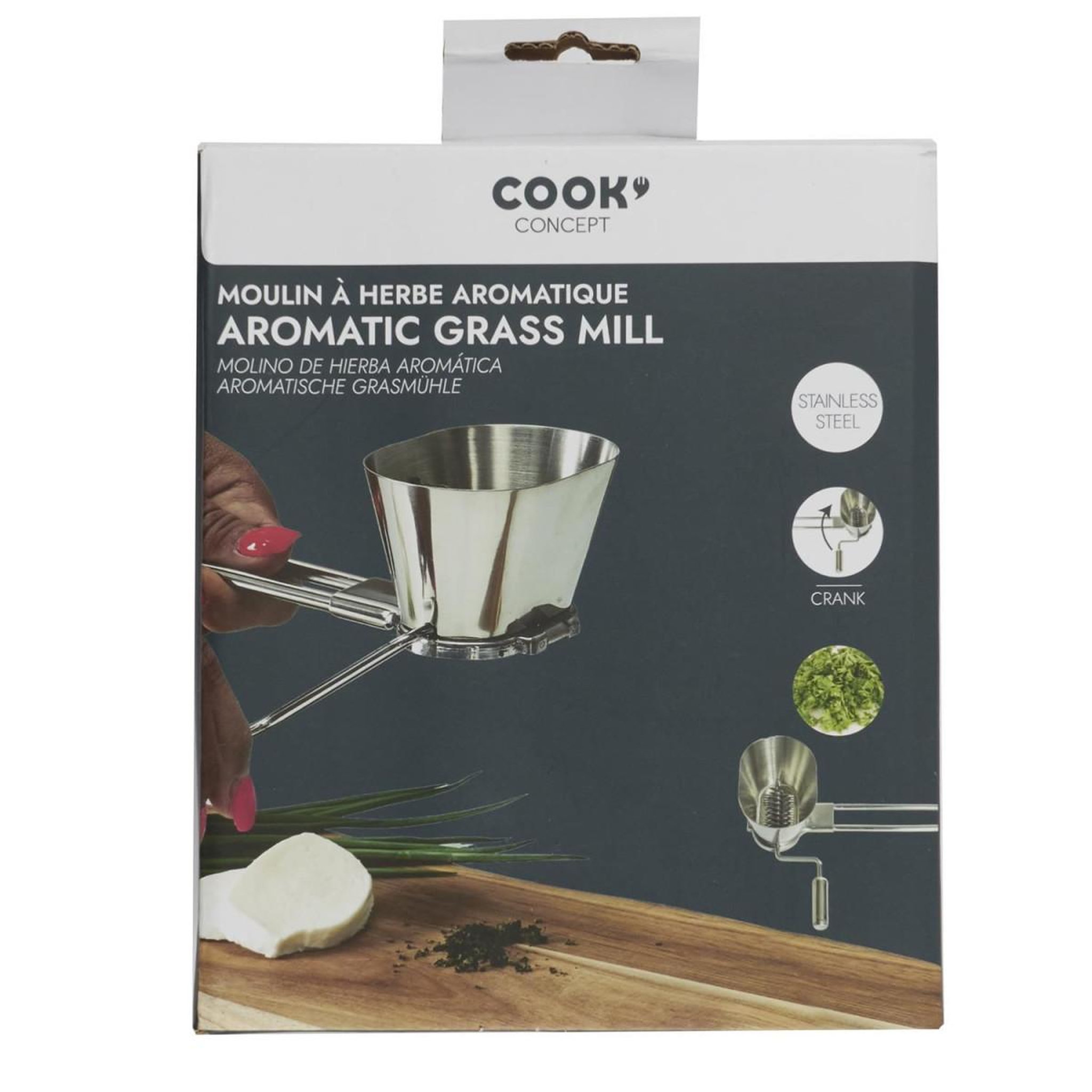 Voir la diapositive 5 : COOK CONCEPT Moulin à manivelle  herbes aromatiques  19cm inox