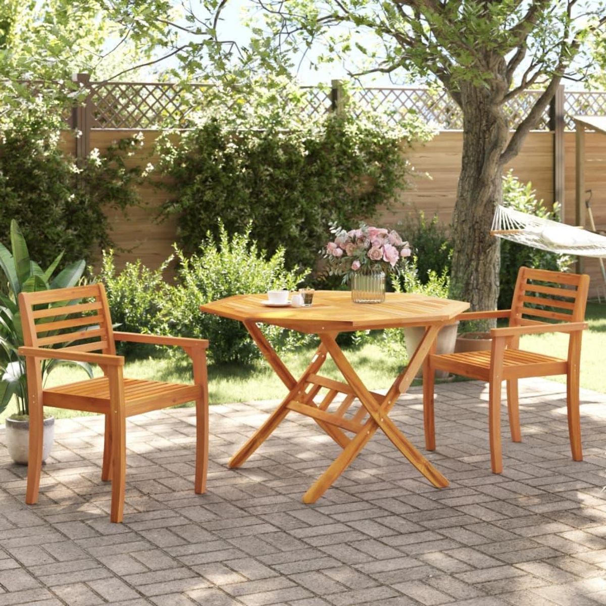 VIDAXL Table pliable de jardin Ø110x75 cm bois d'acacia solide