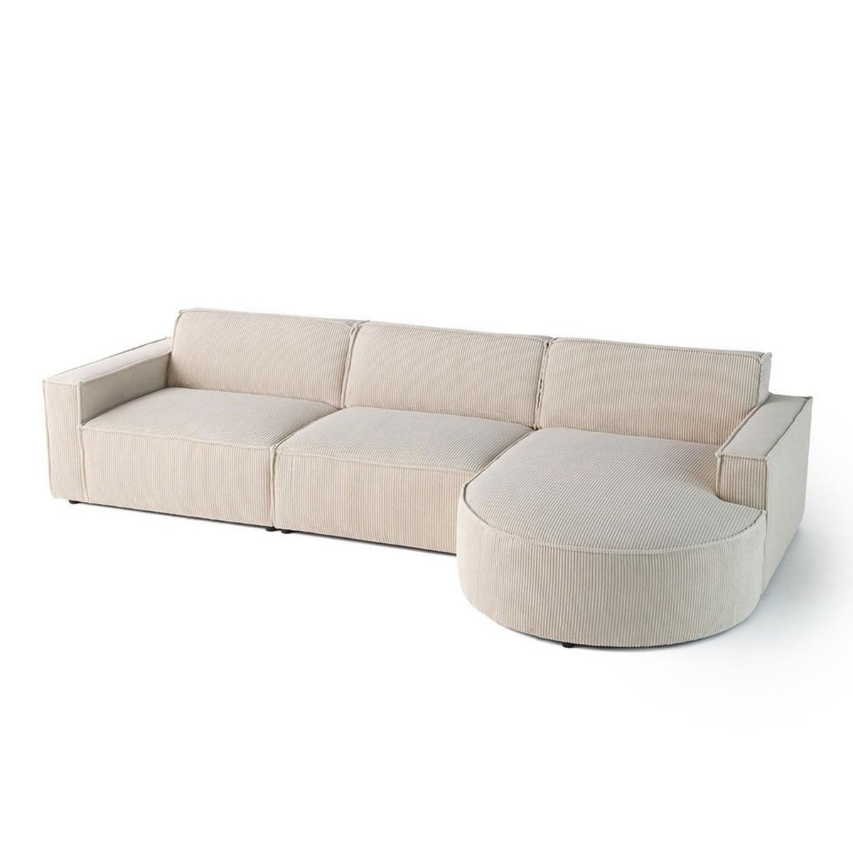 LISA DESIGN Spiaggia - canapé d'angle droit - 5 places - en velours côtelé