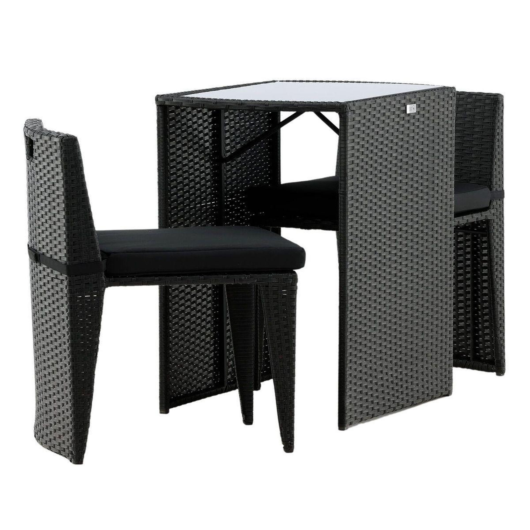 Paris Prix Ensemble Table de Jardin & 2 Chaises  Savanna  75cm Noir
