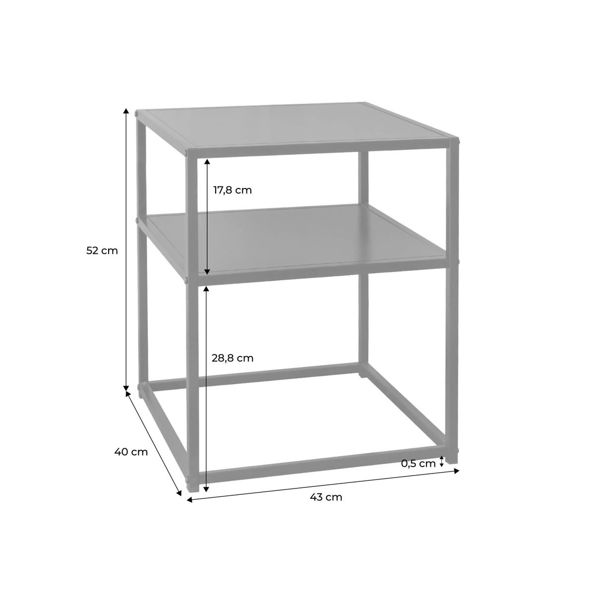 SWEEEK Lot de 2 Tables de chevet en métal noir. 1 étagère. INDUSTRIELLE L 43 x l 40 x H 52cm