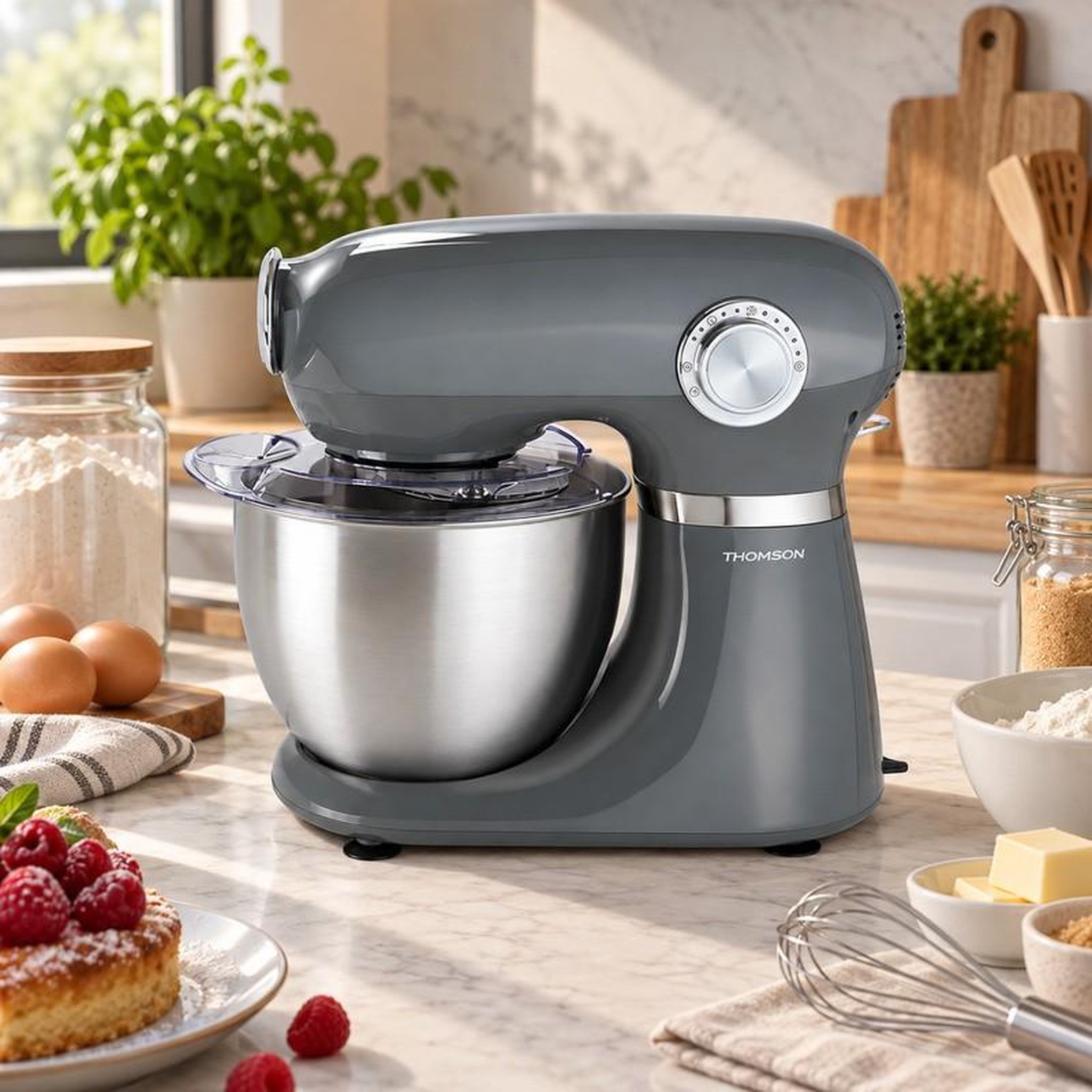 Voir la diapositive 3 : THOMSON Thomson - Robot Pâtissier Thfp3510g - 1000 W 5 L 12 Vitesses - Kit Pâtisserie
