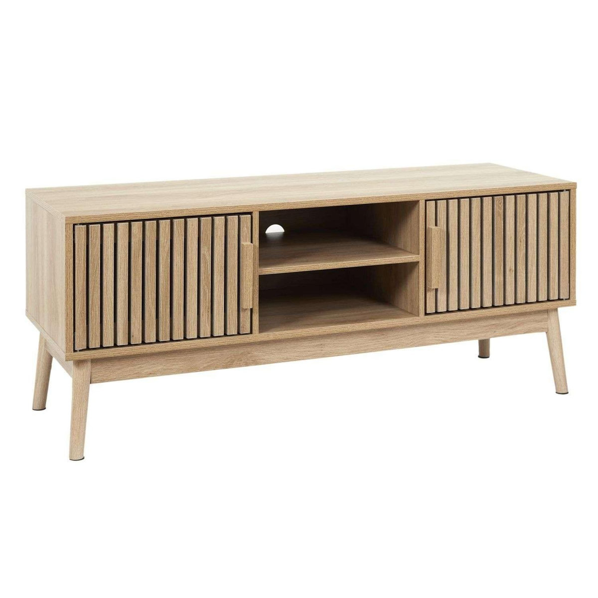 The Home Deco Factory Meuble TV 2 portes et 2 niches de rangement Saulk en bois - Marron