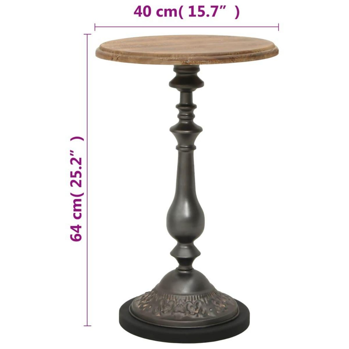 VIDAXL Table d'appoint Bois de sapin massif 40 x 64 cm Marron