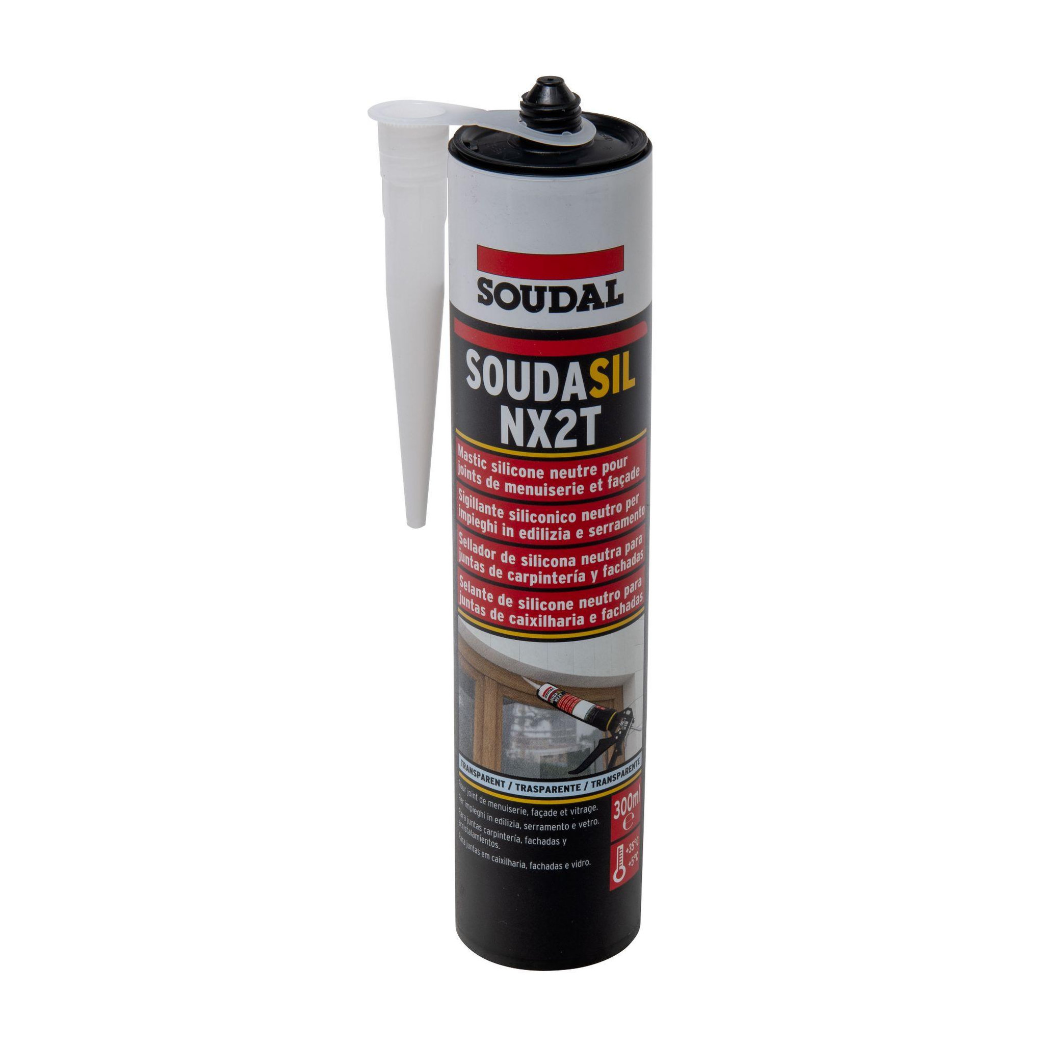 Voir la diapositive 2 : Soudal Cartouche de mastic silicone transparent neutre 300ml soudal