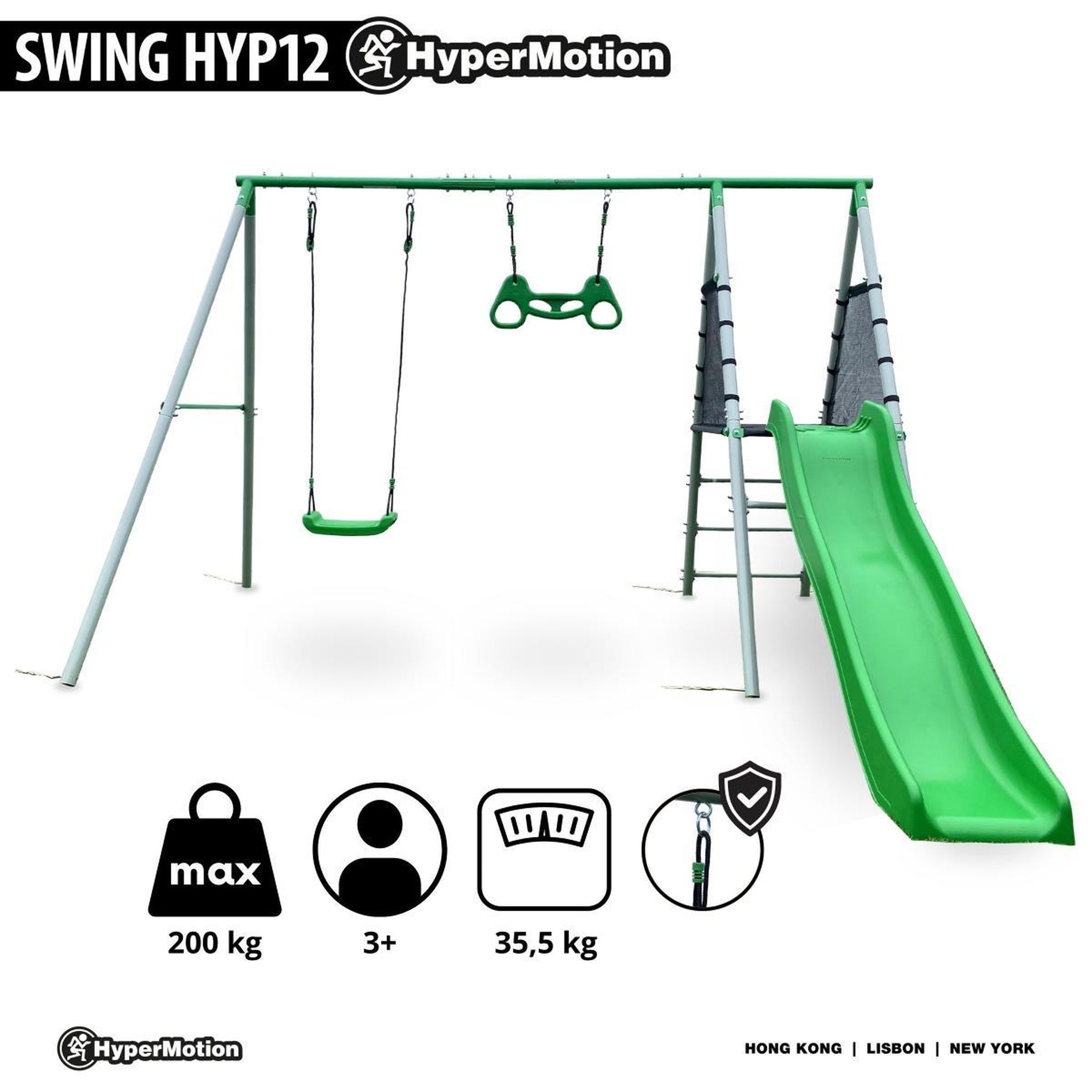 Voir la diapositive 2 : HYPERMOTION Aire de Jeux XXL Enfant avec Balançoire, Toboggan et Trapèze