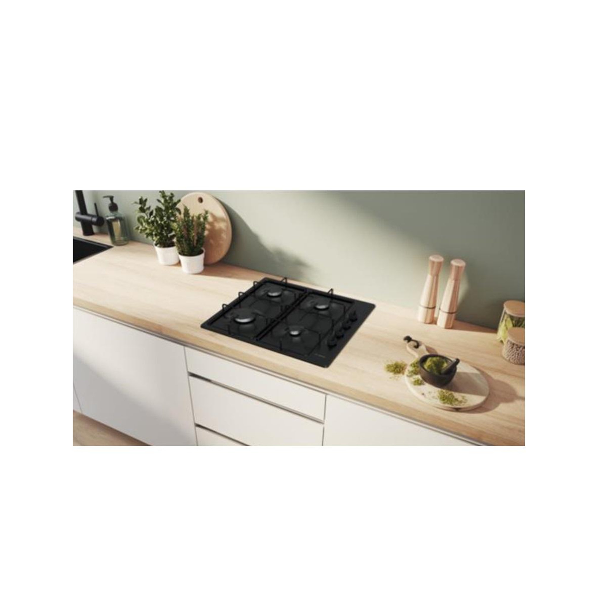 Voir la diapositive 2 : BOSCH Table de cuison gaz 60cm  7500 w.4 feux noir - pbp6b6k80