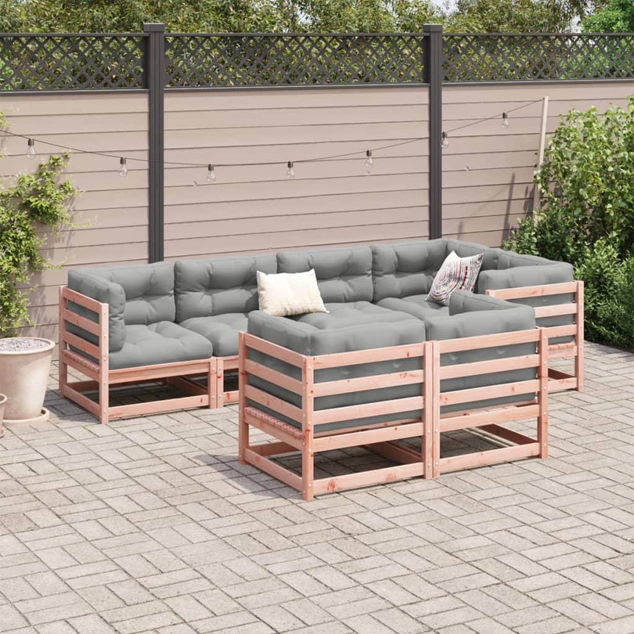 Voir la diapositive 3 : VIDAXL Salon de jardin 7 pcs et coussins bois massif sapin de douglas