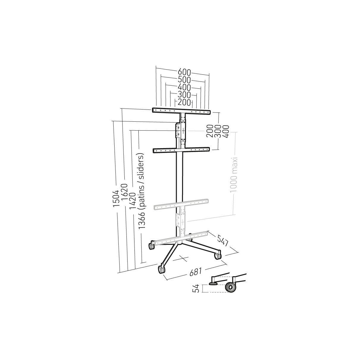 Erard Pied TV KANA1600XXL BOIS 40 A 80 pouces