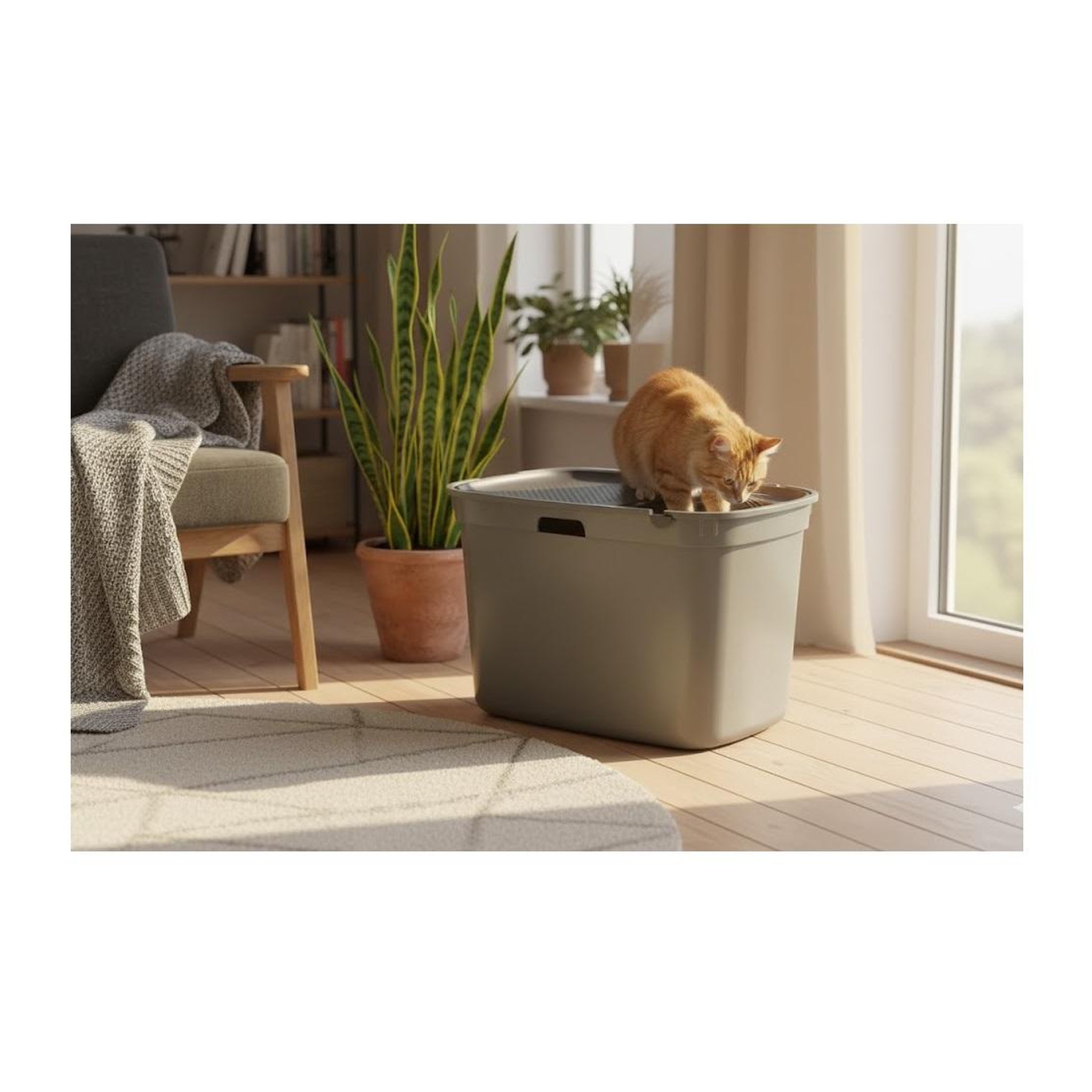 Voir la diapositive 2 : Eden Bac a litière pour chat entrée par le dessus kato