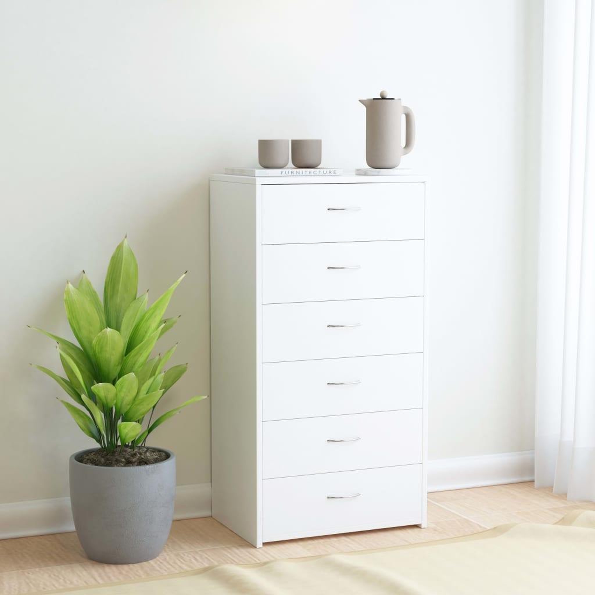 Voir la diapositive 1 : VIDAXL Buffet avec 6 tiroirs Blanc 50x34x96 cm Bois d'ingenierie
