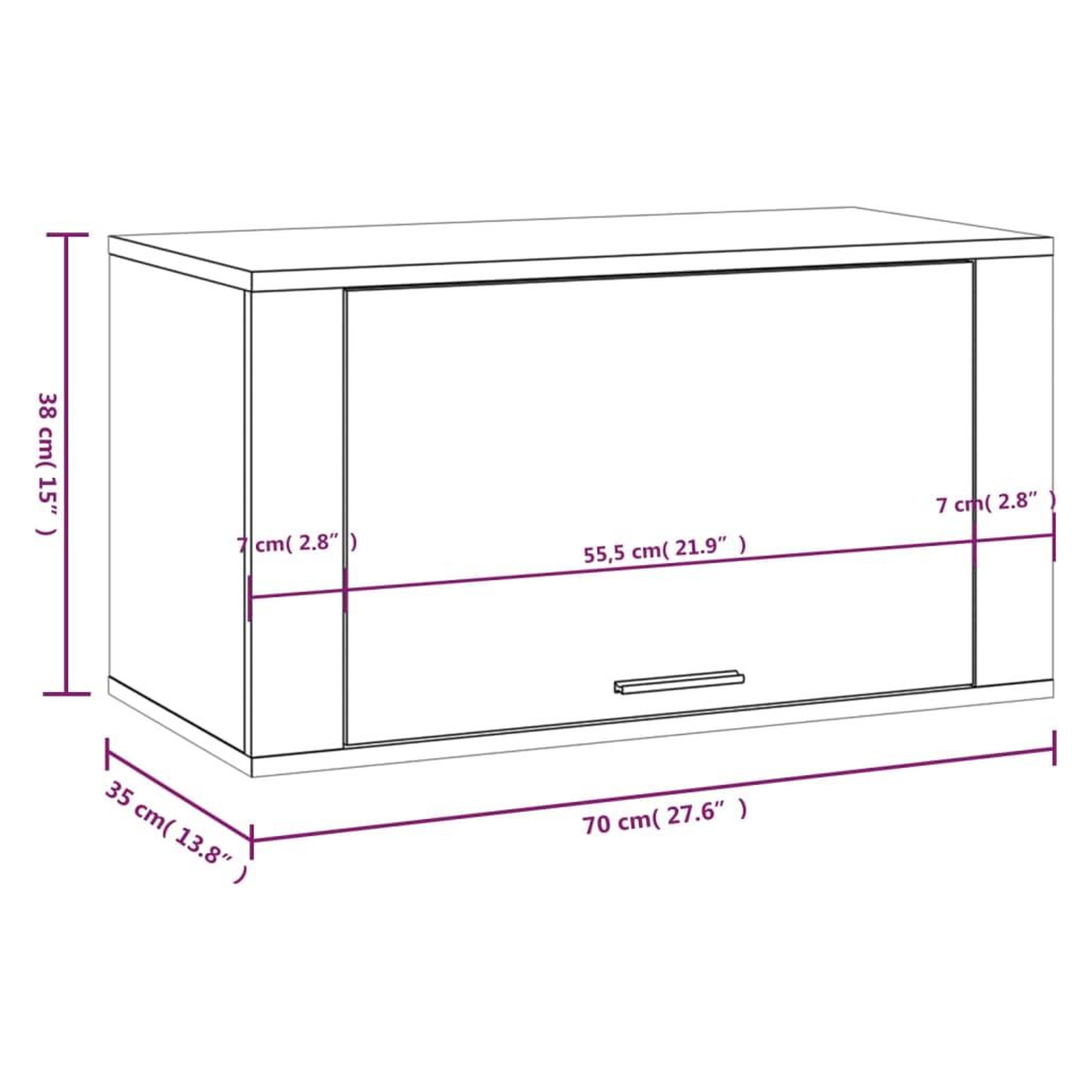 Voir la diapositive 6 : VIDAXL Armoire a chaussures murale Chene sonoma 70x35x38 cm