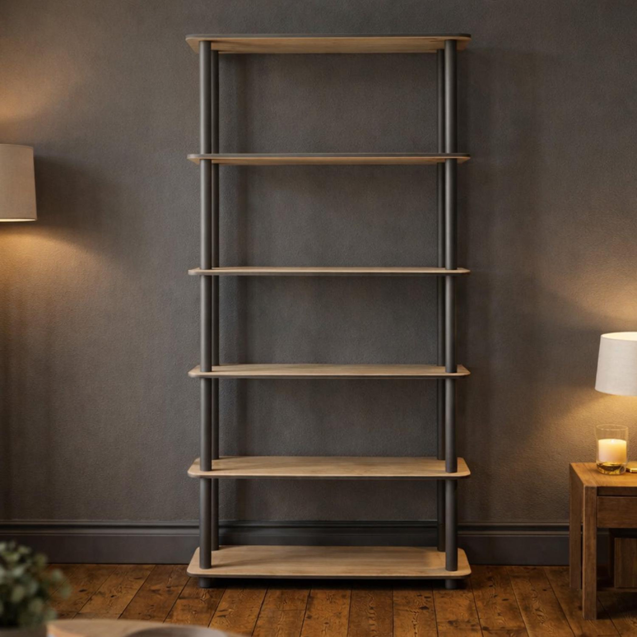 Voir la diapositive 3 : CONCEPT USINE Étagère contemporaine effet bois - 6 niveaux viza