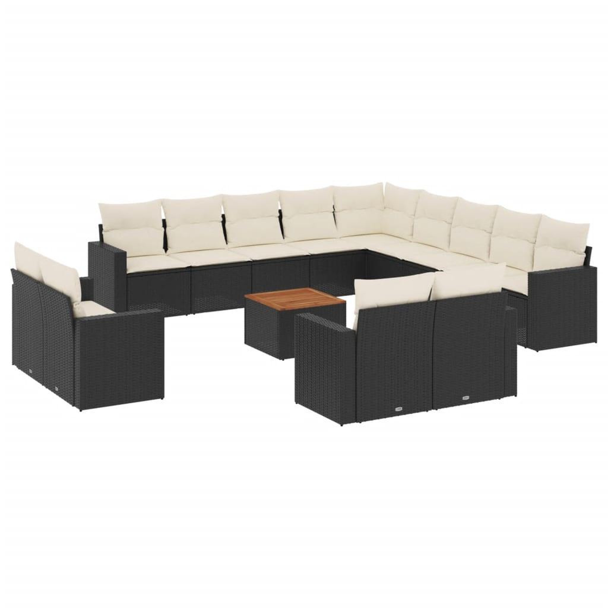 Voir la diapositive 2 : VIDAXL Salon de jardin avec coussins 14 pcs noir resine tressee