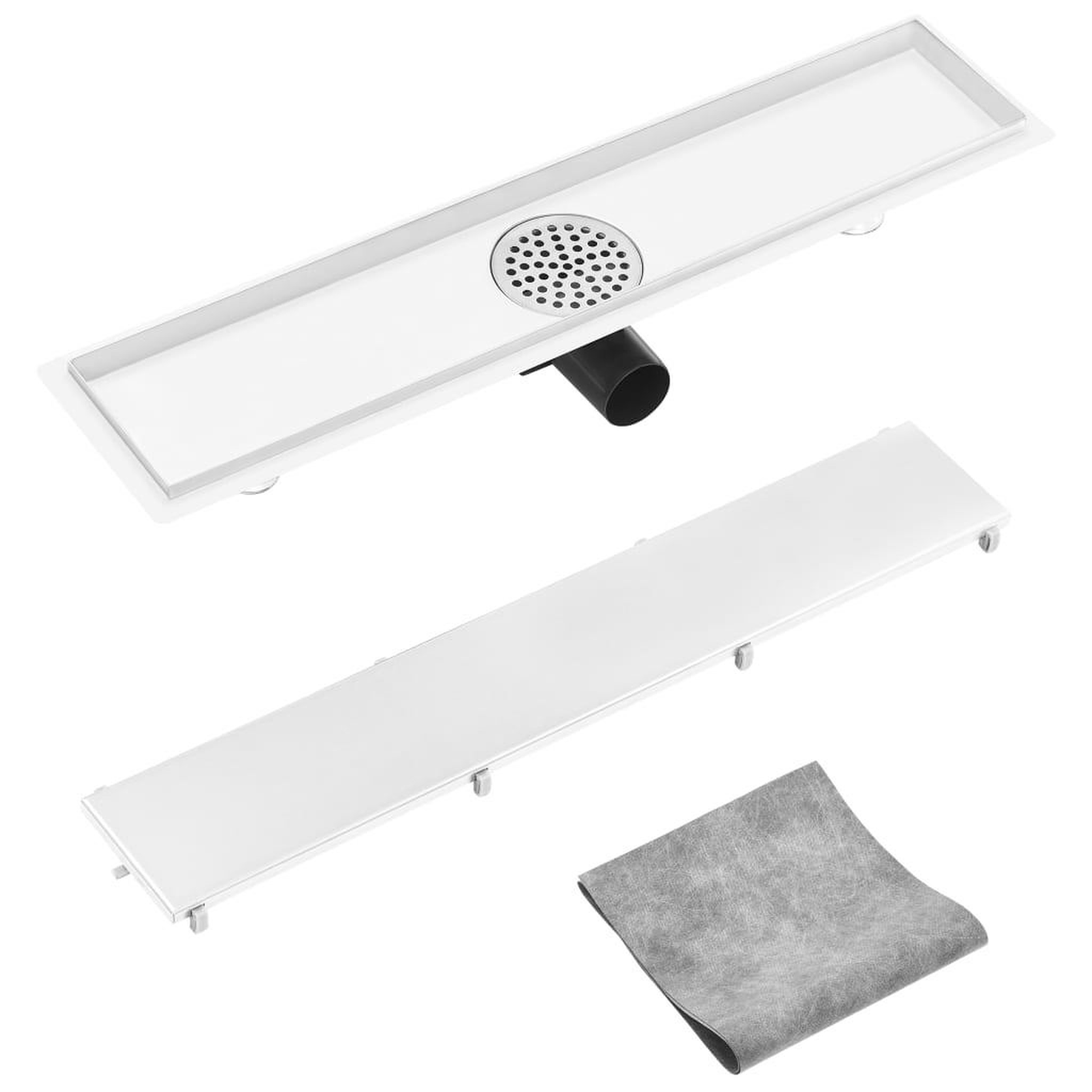 Voir la diapositive 3 : VIDAXL Drain de douche avec couvercle 2 en 1 63x14 cm Acier inoxydable