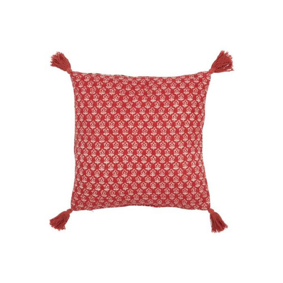 Paris Prix Coussin à Pompons Fleurs  Mexican  45x45cm Rouge