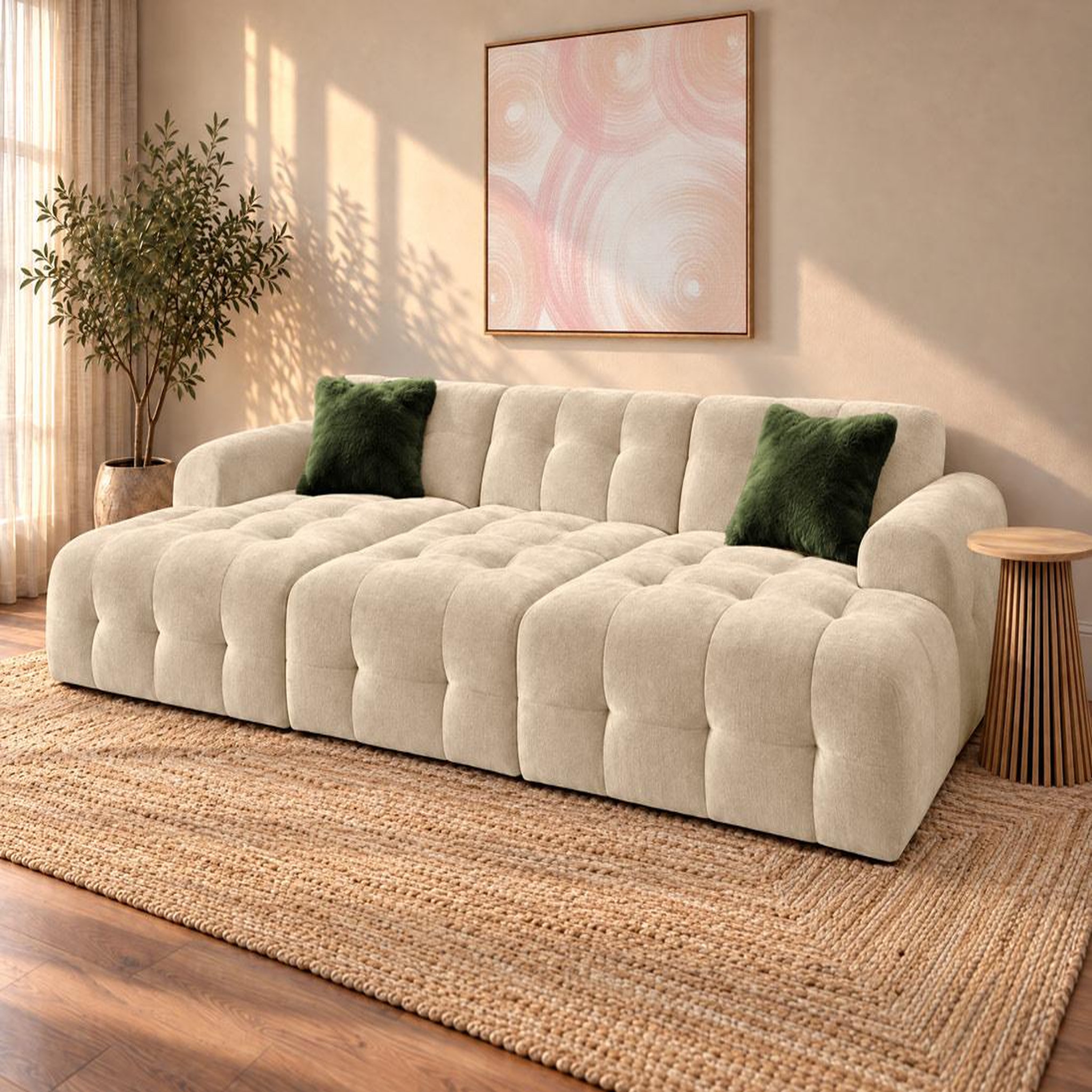 Voir la diapositive 2 : BEST MOBILIER Diane - canapé panoramique en u 6 places en velours texturé
