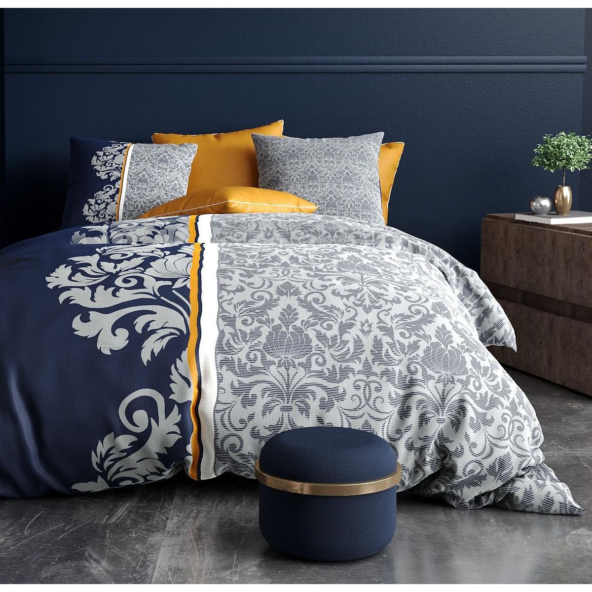 ATELIER DU COTON Parure housse de couette 100% coton 57fils arabesque