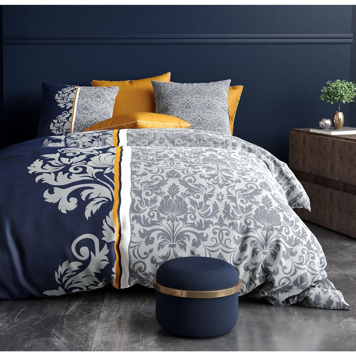 ATELIER DU COTON Parure housse de couette 100% coton 57fils arabesque