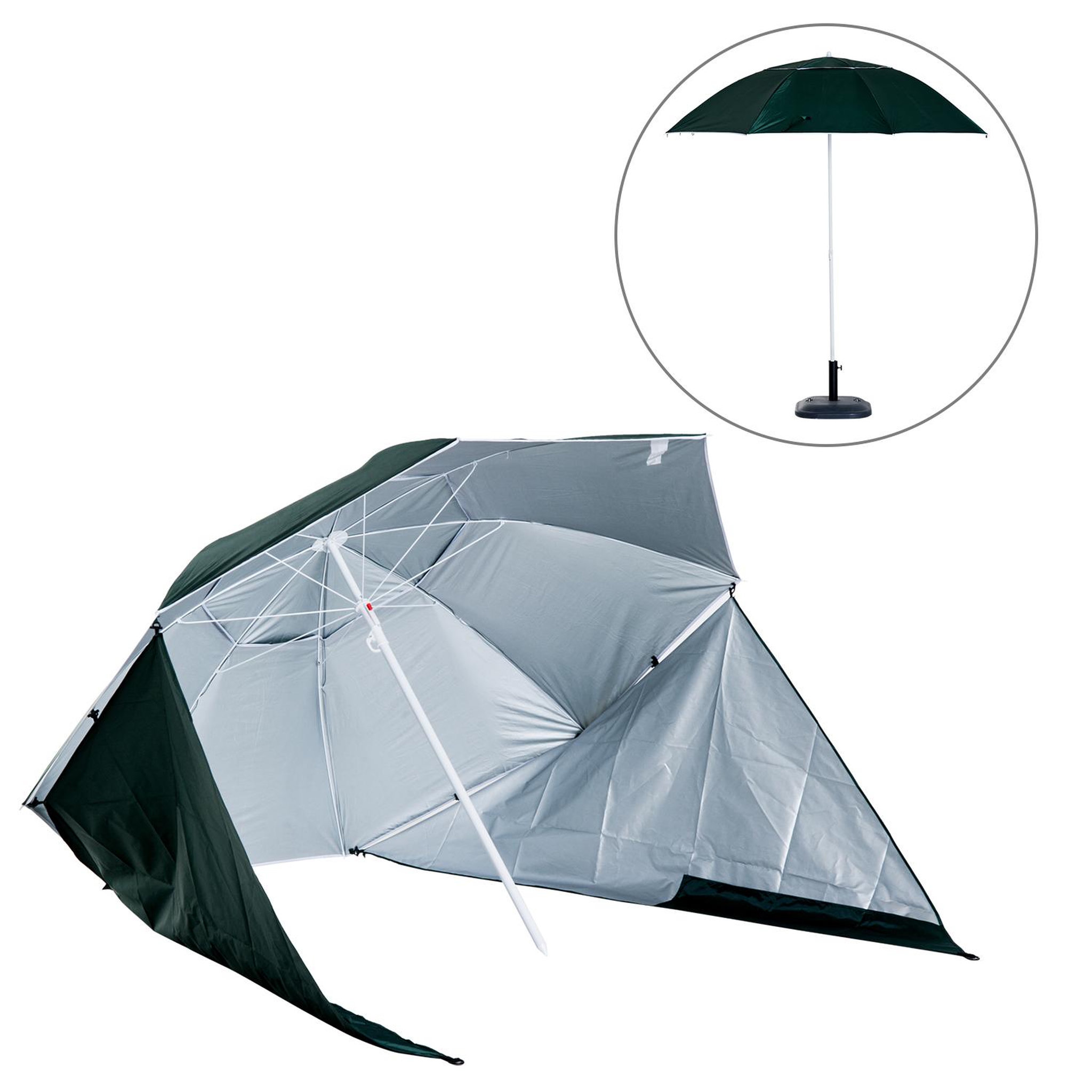 Voir la diapositive 4 : OUTSUNNY Parasol abri solaire ?2,1 x 2,22H cm protection UPF 50 +  sac transport fourni vert foncé