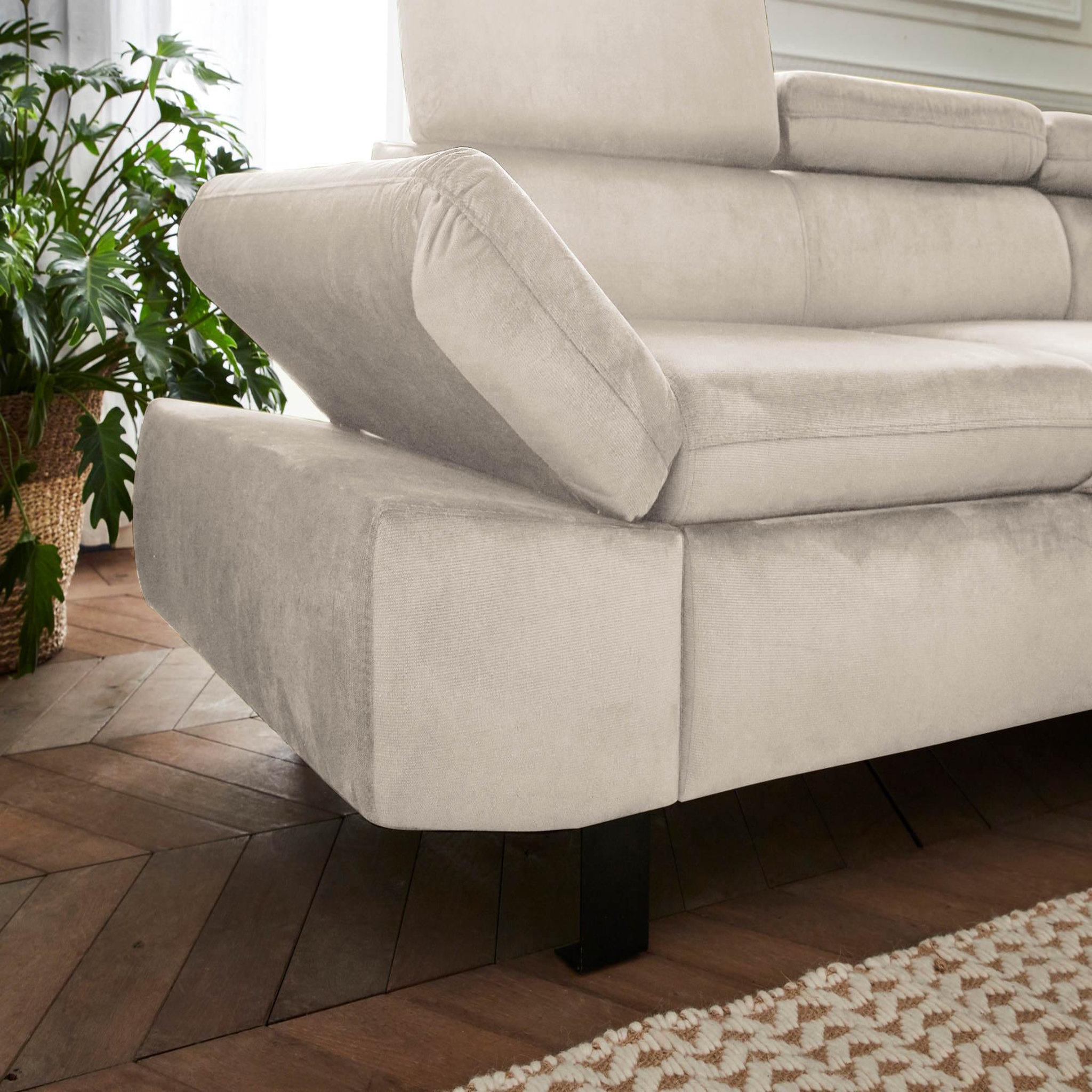 Voir la diapositive 4 : LISA DESIGN Nairobi - canapé d'angle convertible - en velours - 5 places - avec têtières - droit
