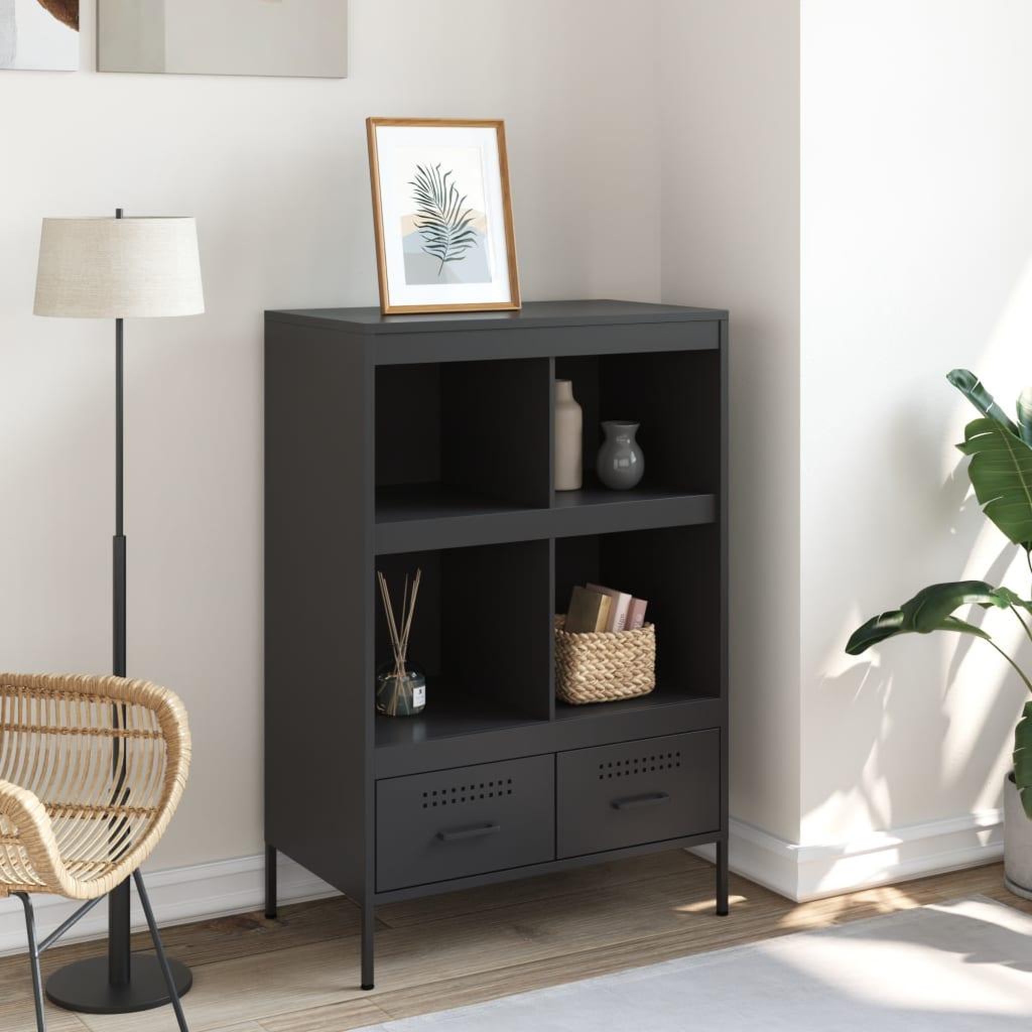 Voir la diapositive 3 : VIDAXL Buffet haut noir 68x39x101,5 cm acier