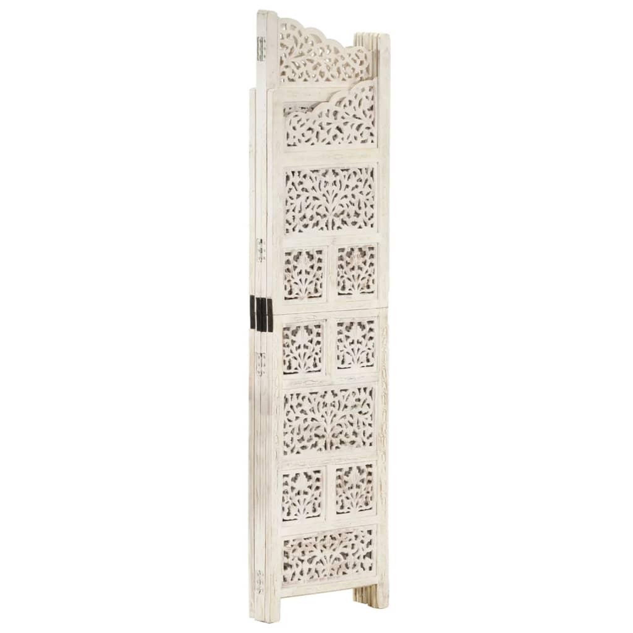 Voir la diapositive 2 : VIDAXL Cloison de separation 4 panneaux Blanc 160x165 cm Bois manguier