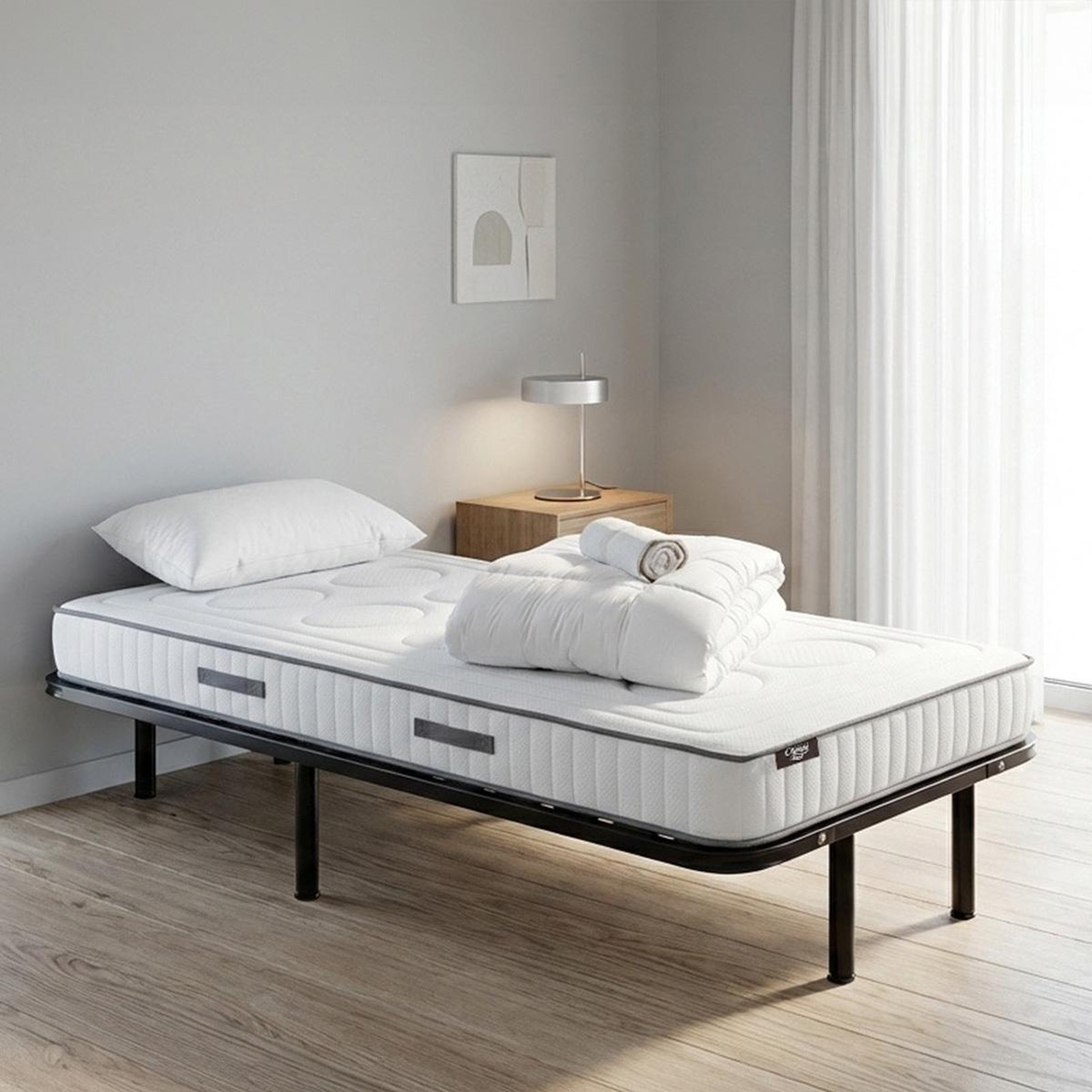 Voir la diapositive 4 : OLYMPE LITERIE Olympe literie | pack prêt à dormir cristal | matelas mémoire de forme + sommier métal + accessoires