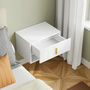Voir la diapositive 6 : SOBUY Chevet mural blanc avec tiroir et étagère LED 40x30x26cm FBT176-E-W