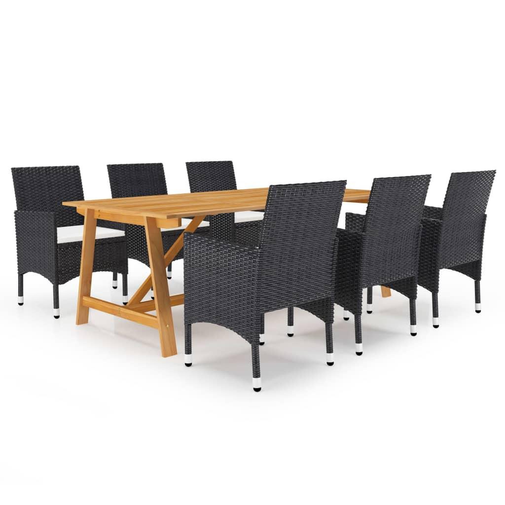 Voir la diapositive 1 : VIDAXL Ensemble a manger de jardin 7 pcs Noir