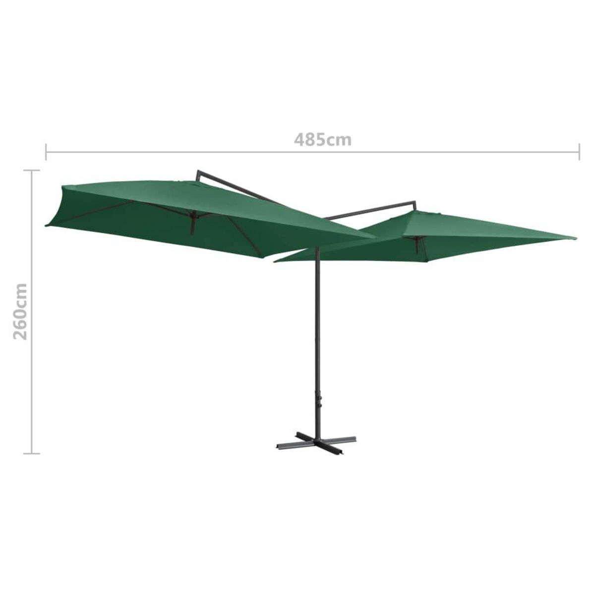 VIDAXL Parasol double avec mat en acier 250 x 250 cm Vert